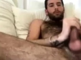 Hairy Hunk Strokes His Big Cock on Webcam
